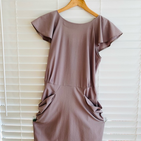 Topshop Taupe Dress with Zipper detail - Picture 3 of 12